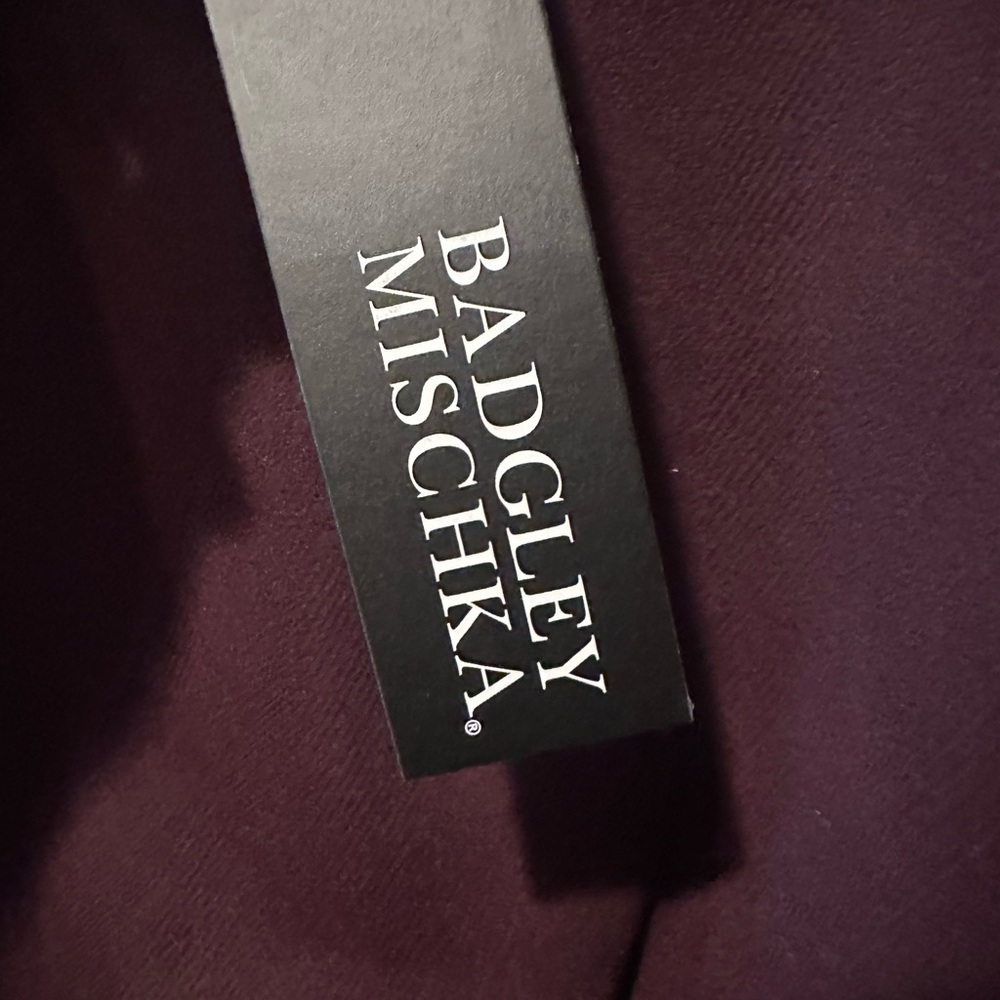 Badgley Mischka Wine Midi Dress Belted High Neck Elegant Cocktail size 10 NWT - Picture 10 of 11